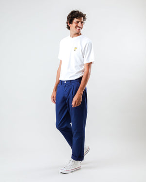 Pleated Chino Navy