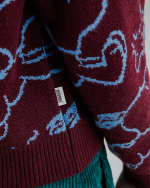 Peanuts Cropped Sweater Jacquard Chocolate