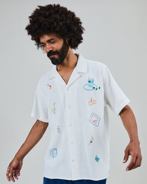 Chiringuito Embroidery Aloha Shirt White
