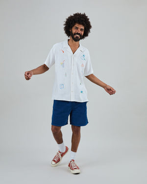 Chiringuito Embroidery Aloha Shirt White
