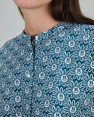 Asis Percales Daisy Sleeveless Blouse Blue