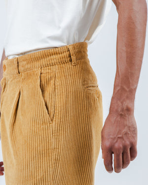 Corduroy Pleated Chino Pants Camel