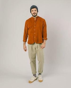 Babycord Japanese Mao Cotton Shirt Burnt Orange