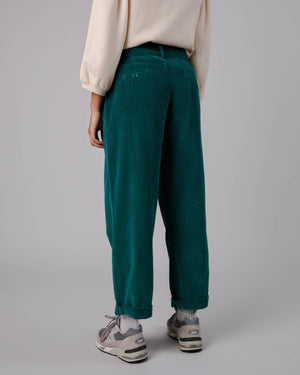 Corduroy Pleated Pants Sailing Green