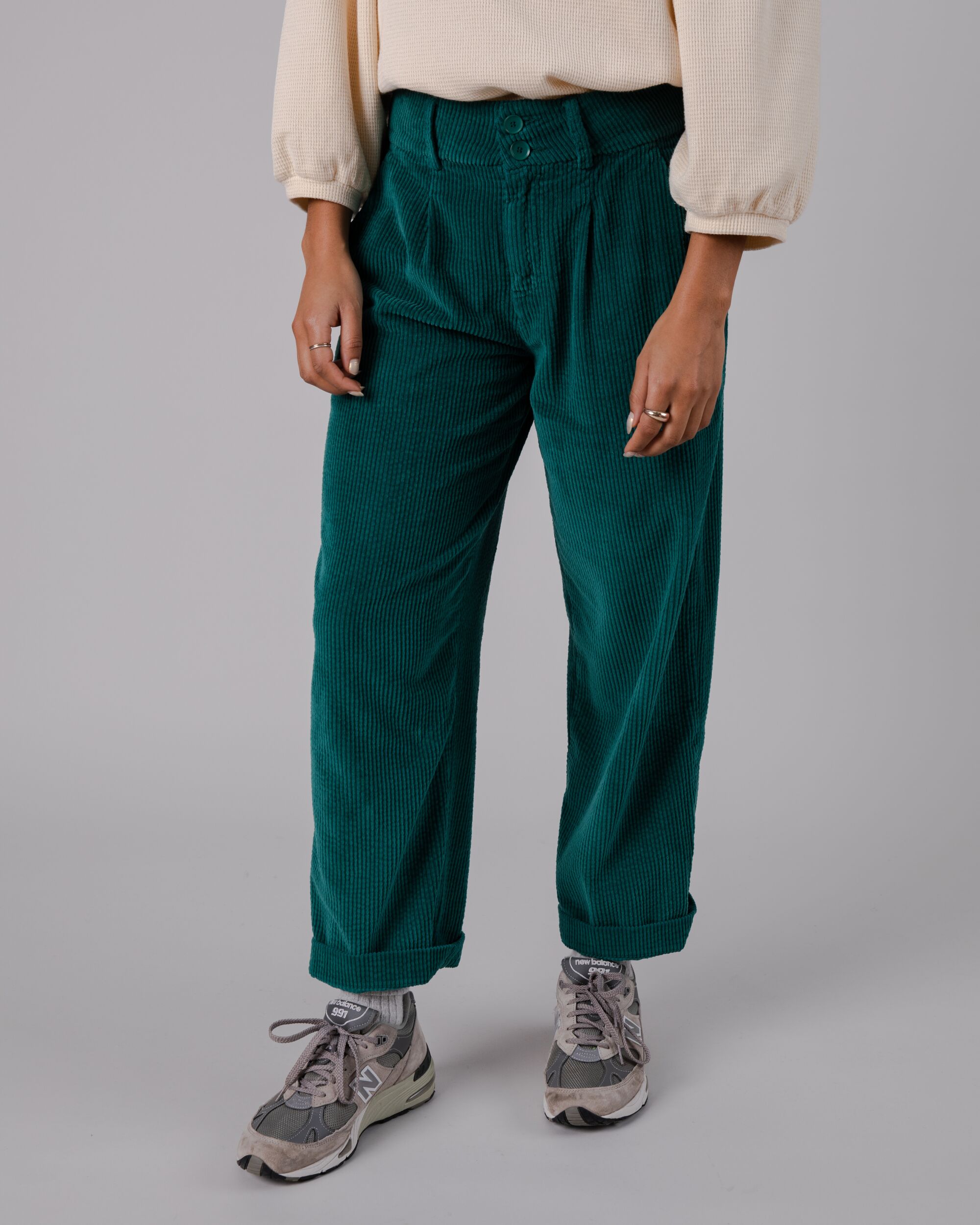 Corduroy Pleated Pants Sailing Green