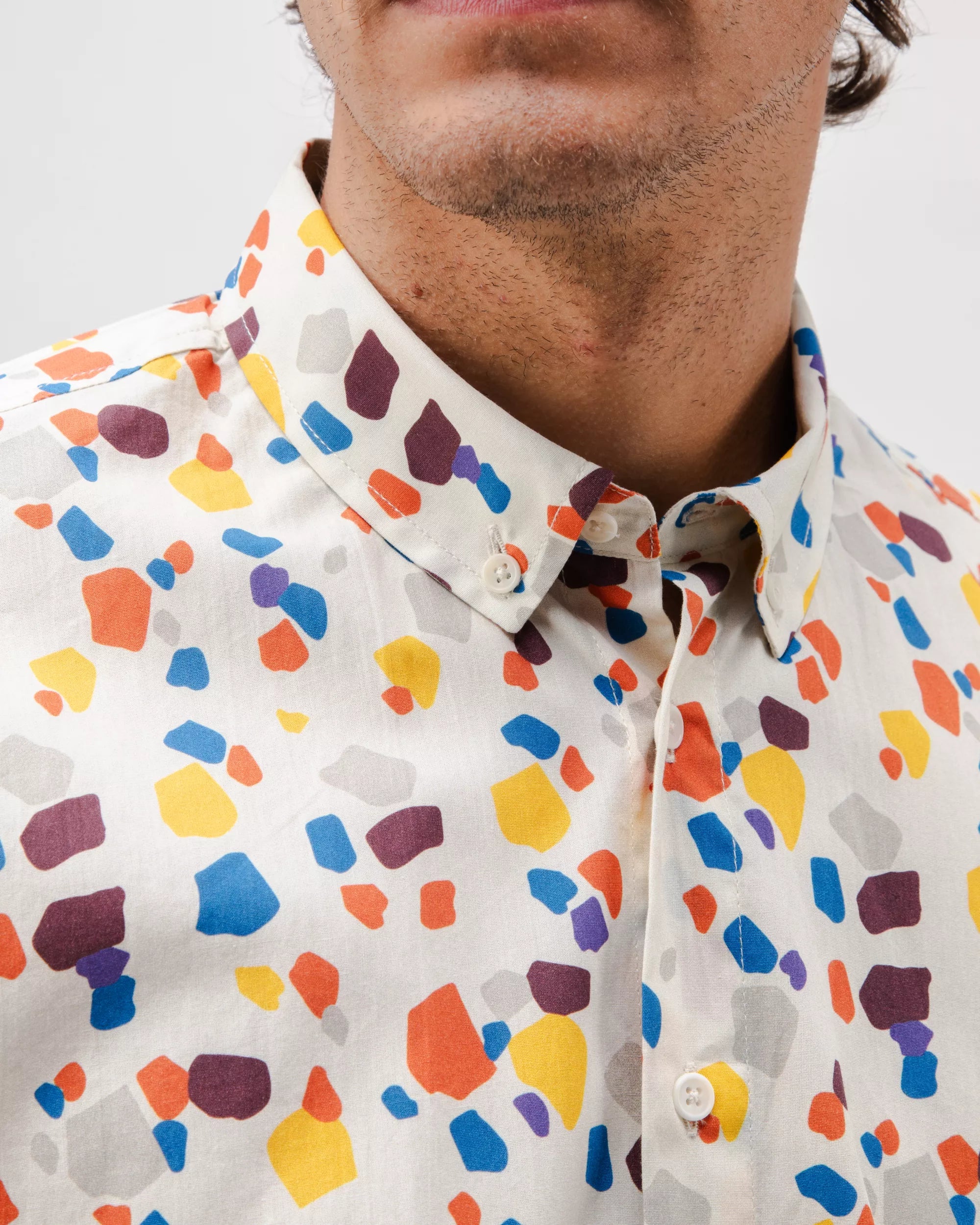 Geo Cotton Shirt Ecru