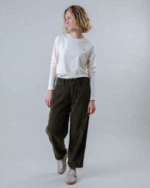 Corduroy Pleated Pants Stone Green