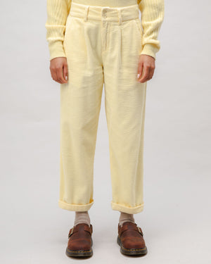 Corduroy Pleated Pants Pale Banana