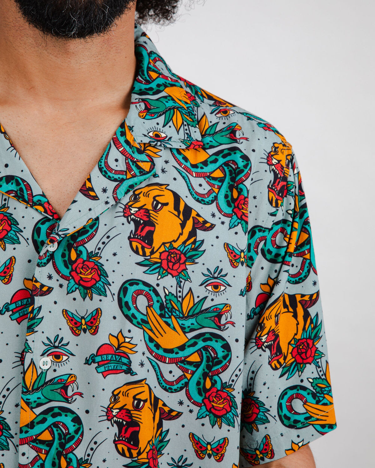 Old School Tattoo Aloha Shirt Mist