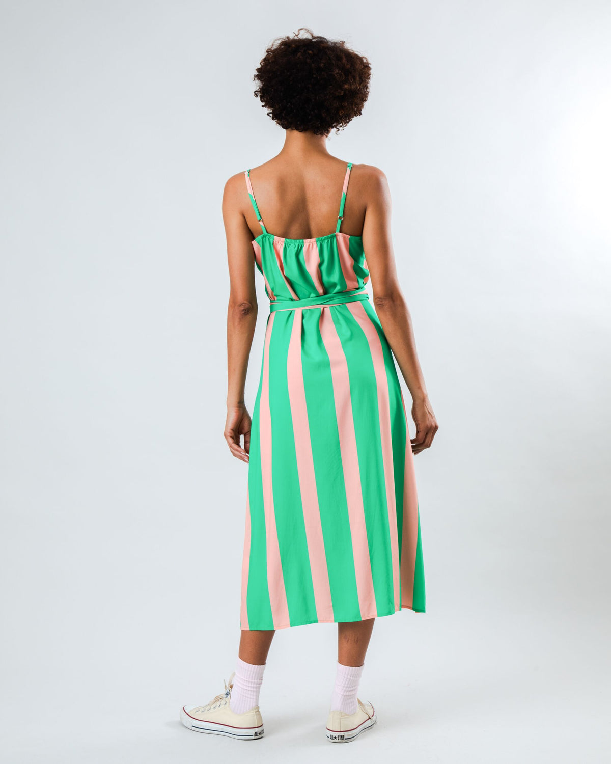 Color Block Strap Dress Green