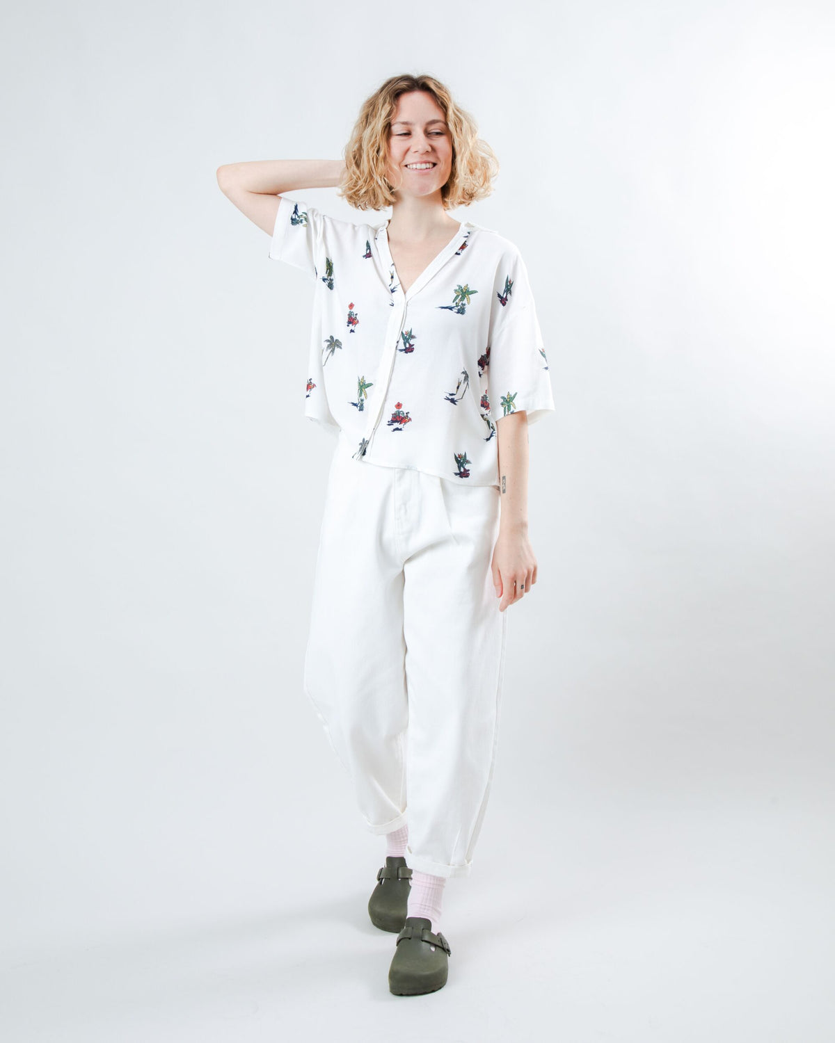 Helios Small Cropped Blouse Ecru