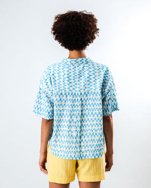 Sunset Cropped Blouse Blue