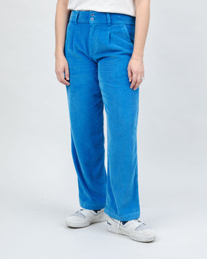 Corduroy Pleated Pants Blue