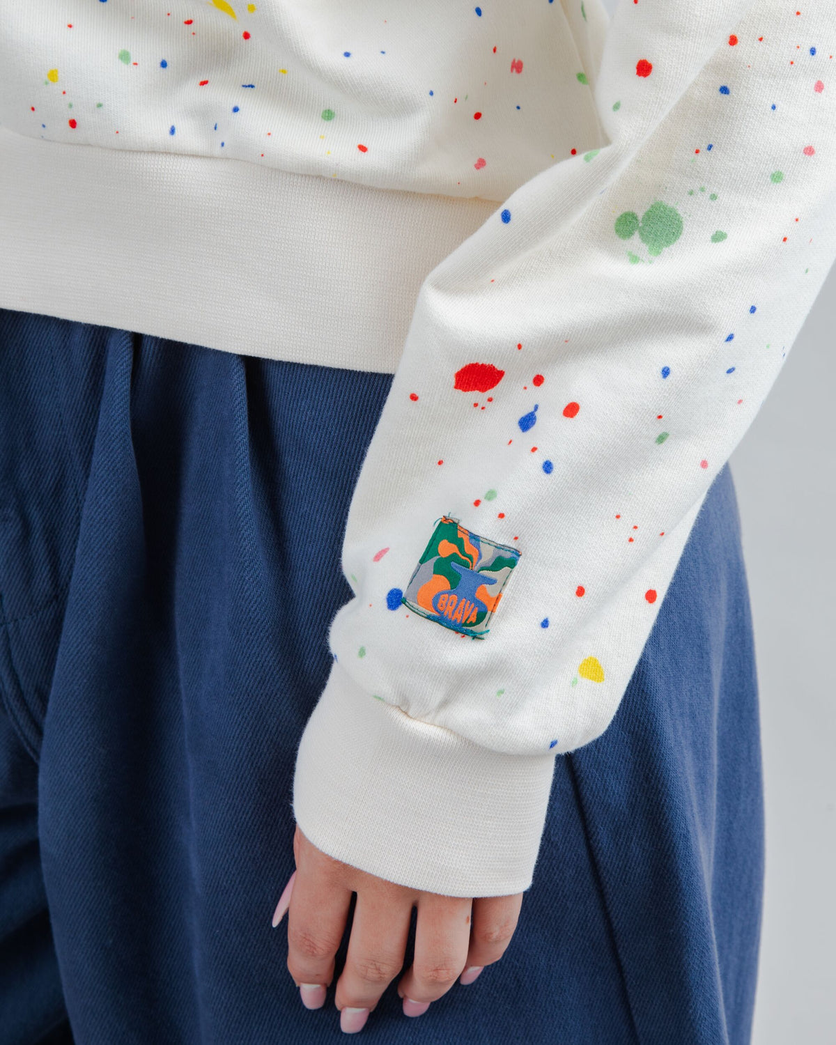 Splash Paint Rounded Sweatshirt Ecru
