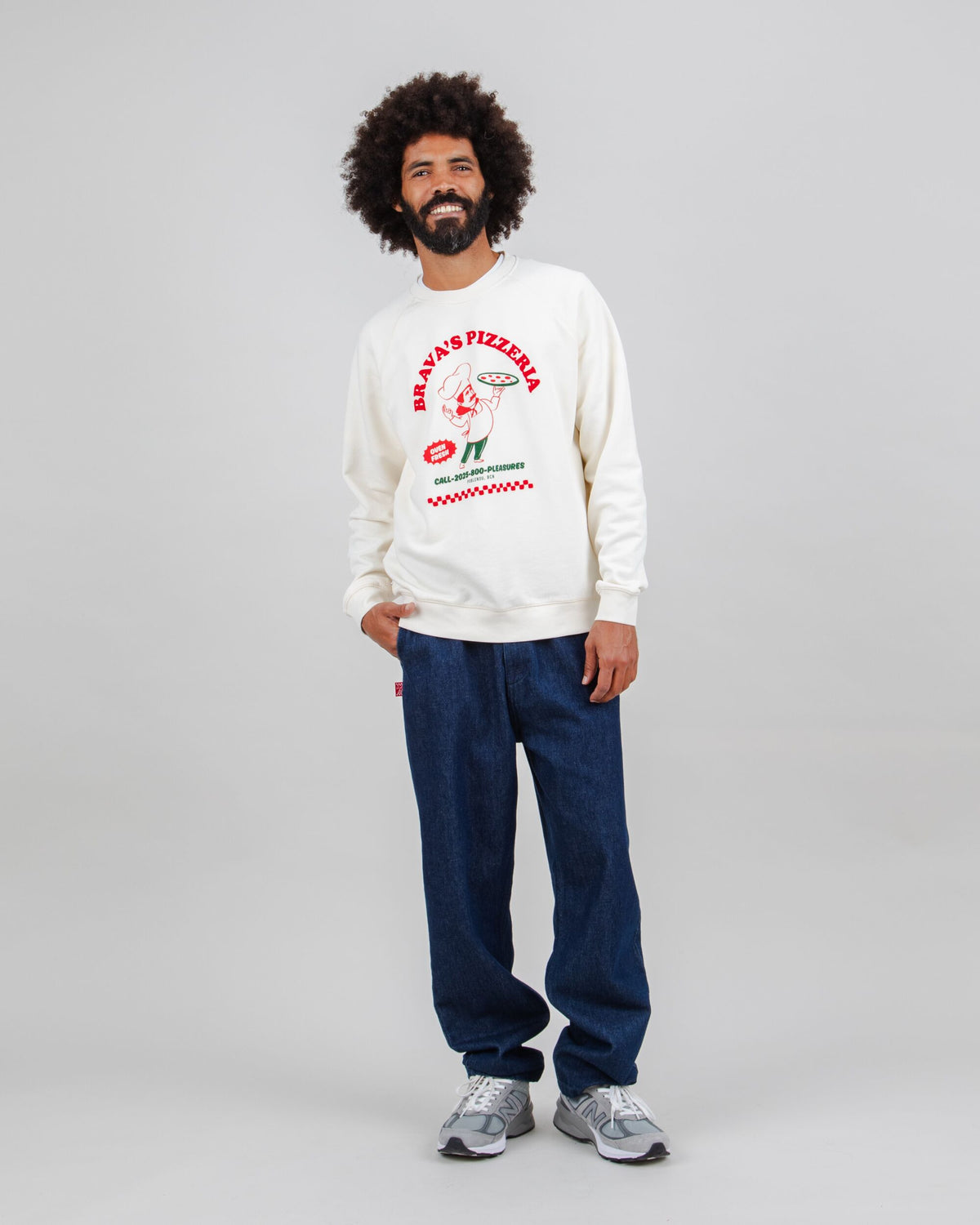 Hot & Brava Pizza Sweatshirt White