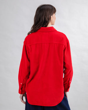 Corduroy Long Overshirt Red