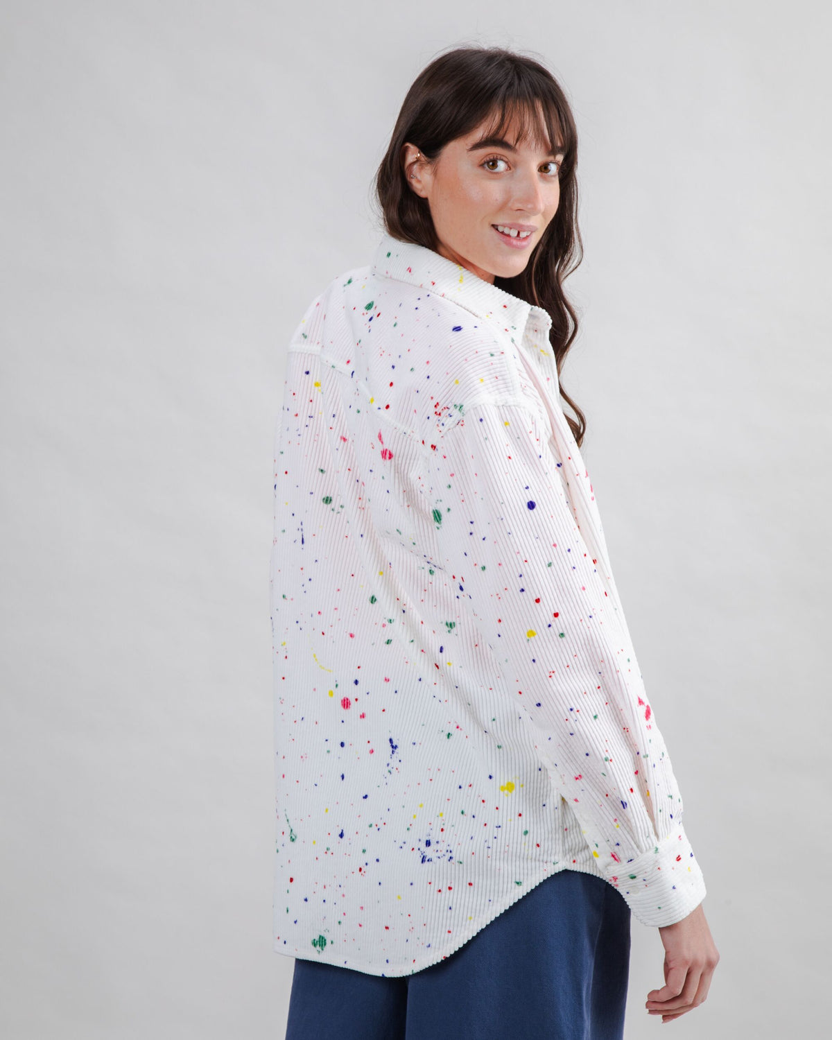 Splash Paint Corduroy Long Overshirt