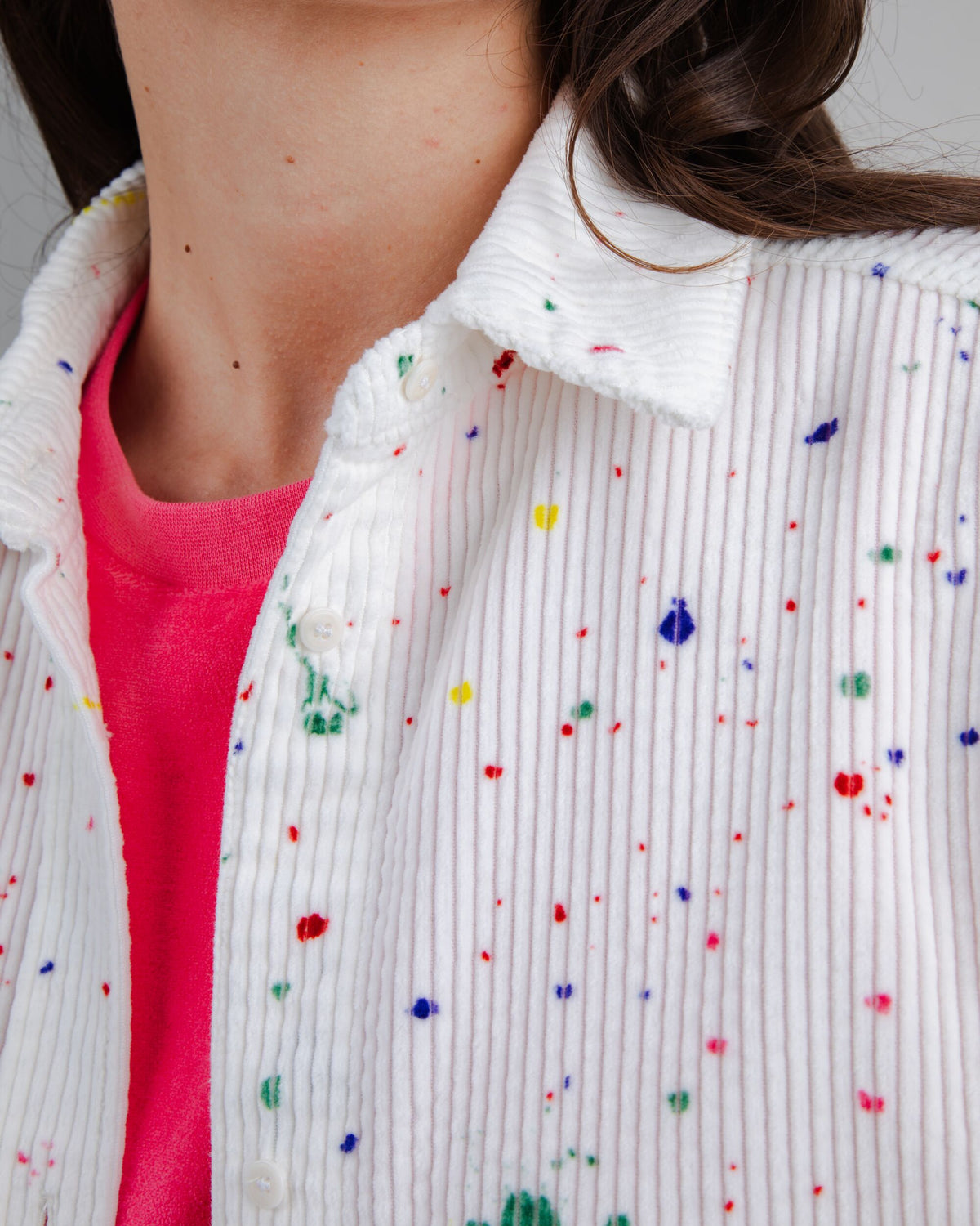 Splash Paint Corduroy Long Overshirt