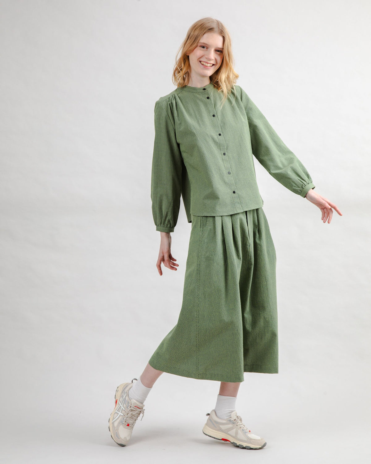 Checks Midi Skirt Olive