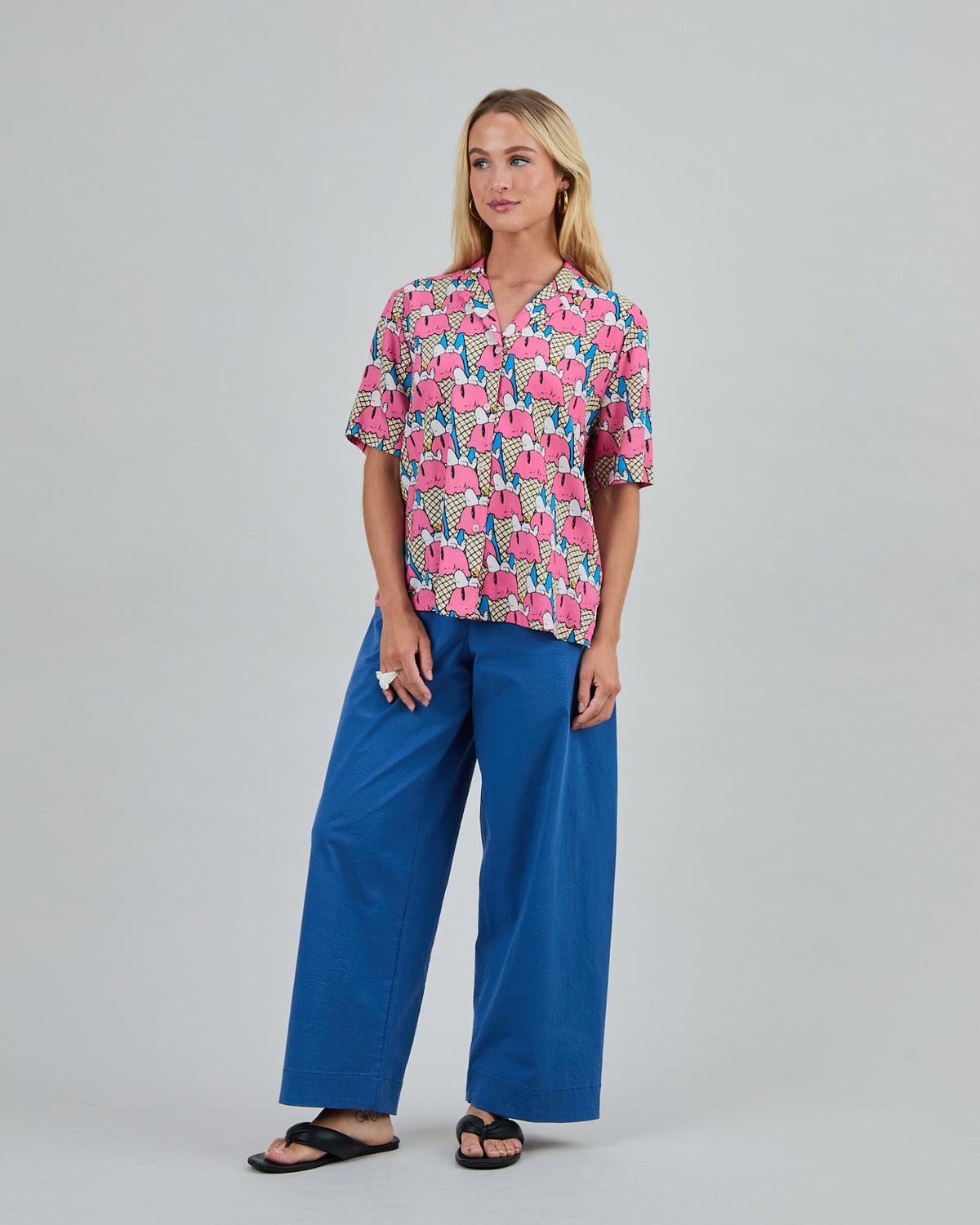 Peanuts Gelato Aloha Blouse Blue