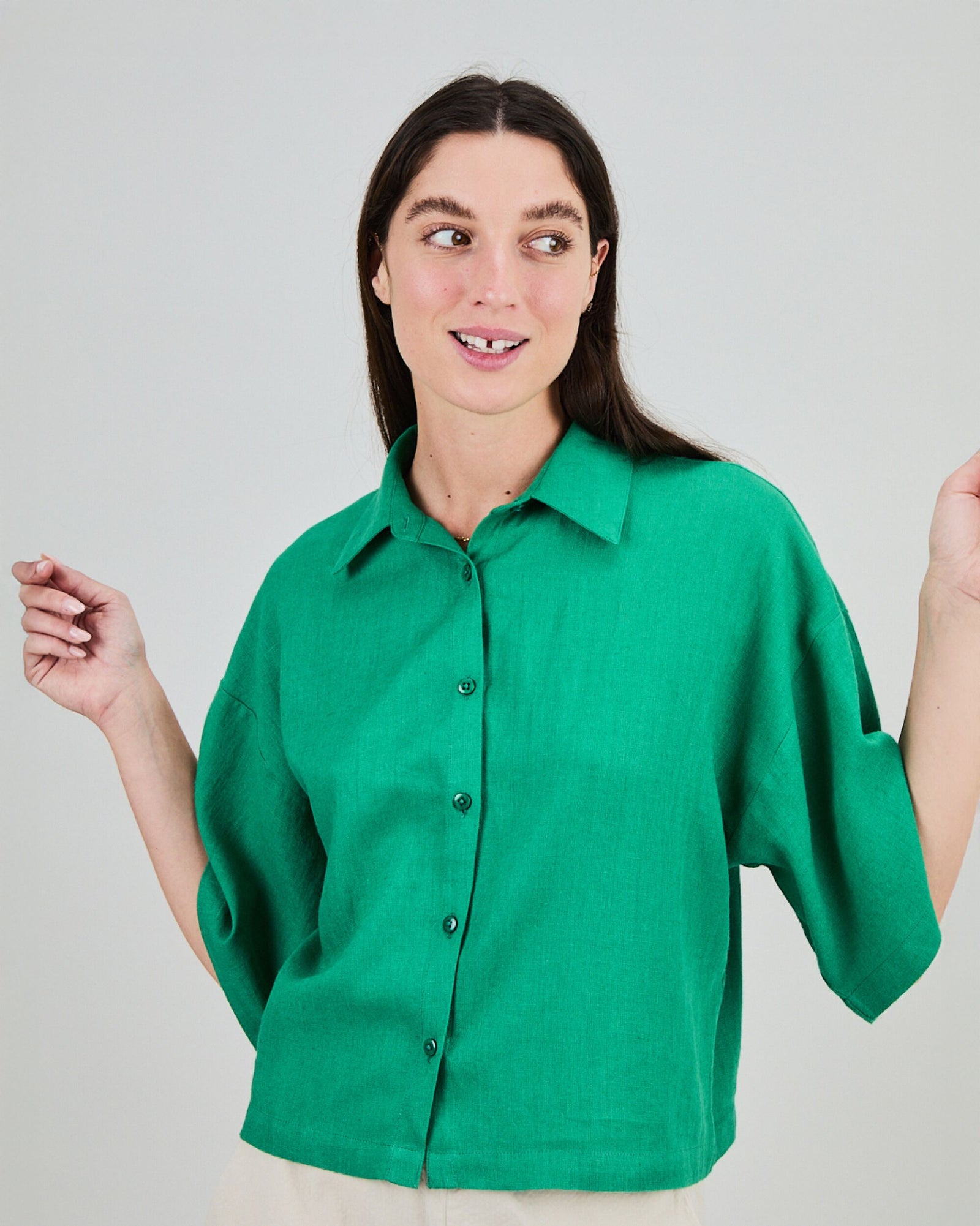 Boxy Squared Blouse Green