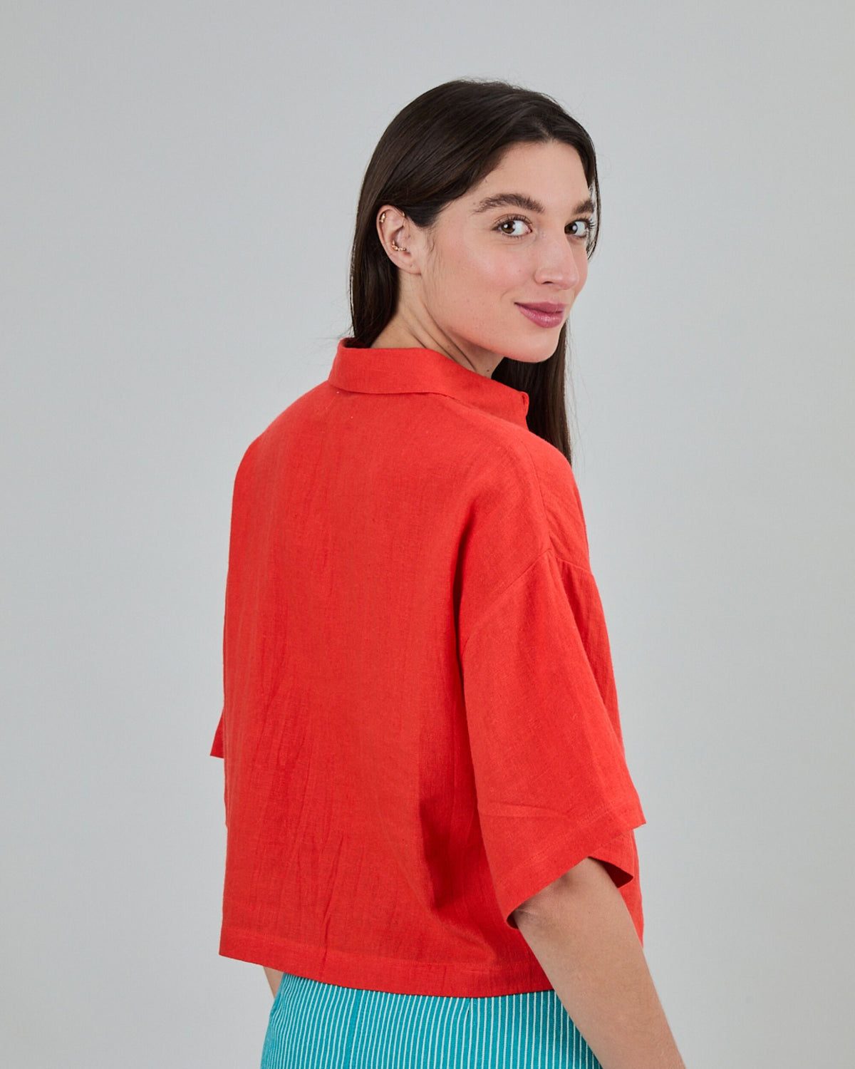 Boxy Squared Blouse Coral