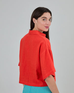 Boxy Squared Blouse Coral