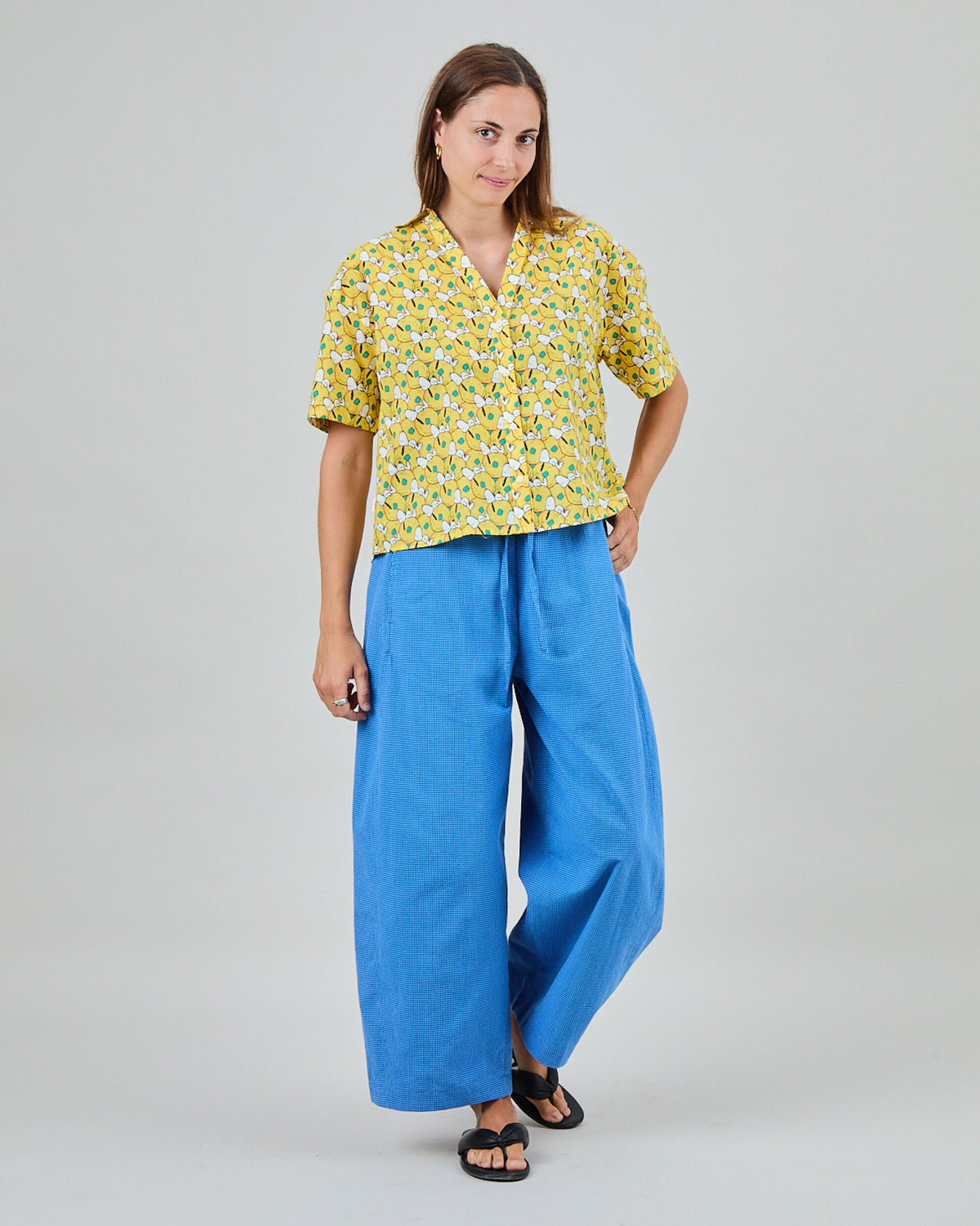 Peanuts Donuts Oversize Cropped Blouse Yellow