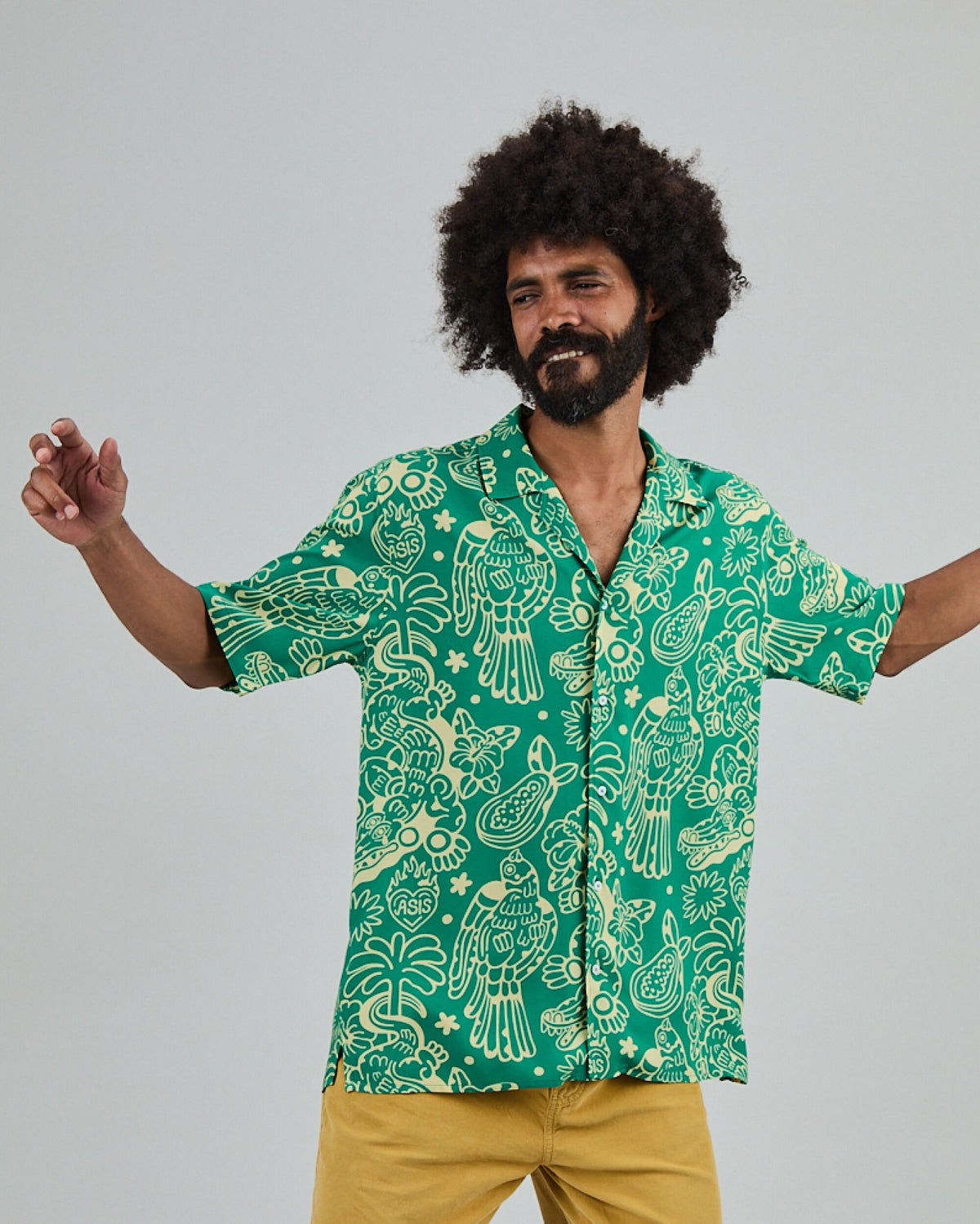 Asis Percales Crocodylus Aloha Shirt Green