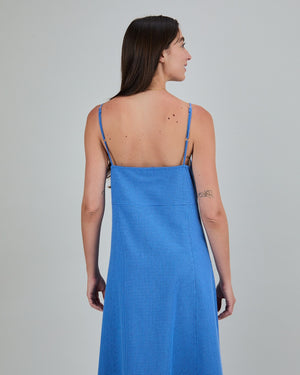 Checks Strappy Straight Dress Blue