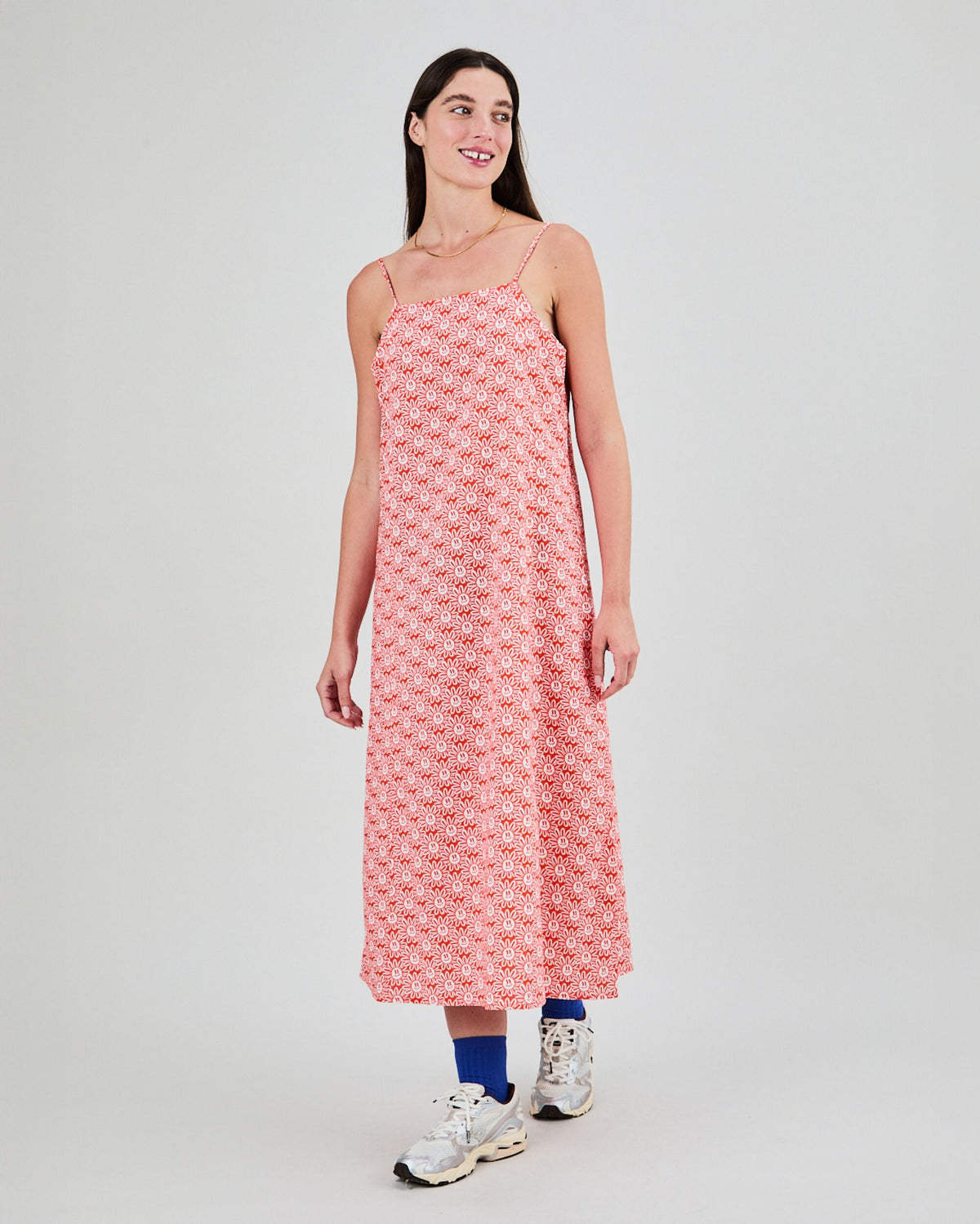 Asis Percales Daisy Strappy Straight Dress Red