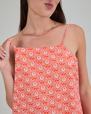 Asis Percales Daisy Strappy Straight Dress Red