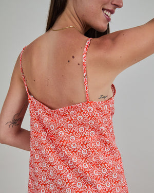 Asis Percales Daisy Strappy Straight Dress Red