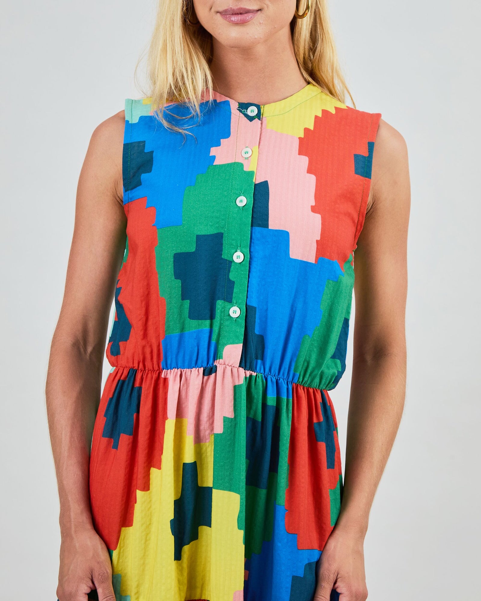 Maxi Flowers Sleeveless Shirt Dress