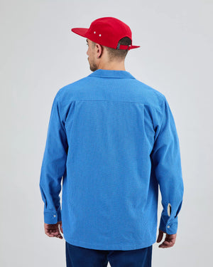 Asis Percales Daisy Checks Oversize Shirt Blue