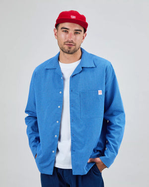 Asis Percales Daisy Checks Oversize Shirt Blue