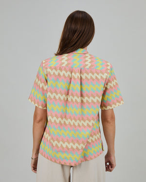 Pastel Wavy Stripes Aloha Blouse