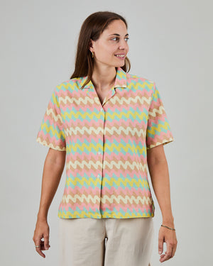 Pastel Wavy Stripes Aloha Blouse