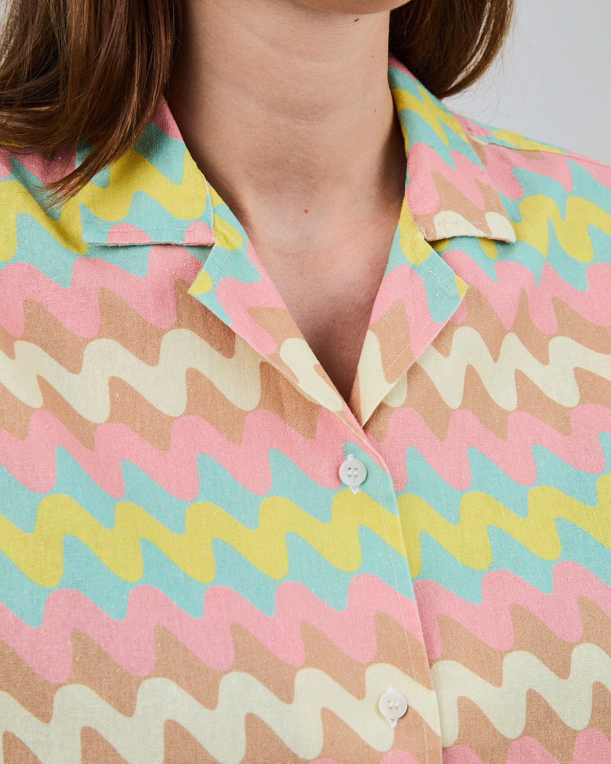 Pastel Wavy Stripes Aloha Blouse