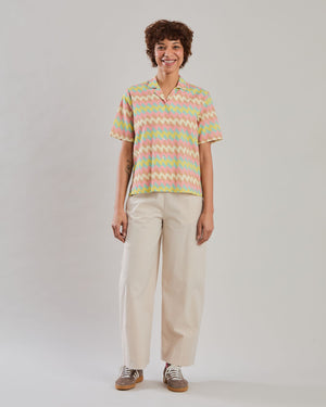 Pastel Wavy Stripes Aloha Blouse