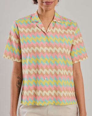 Pastel Wavy Stripes Aloha Blouse