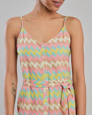 Pastel Wavy Stripes Strap Dress