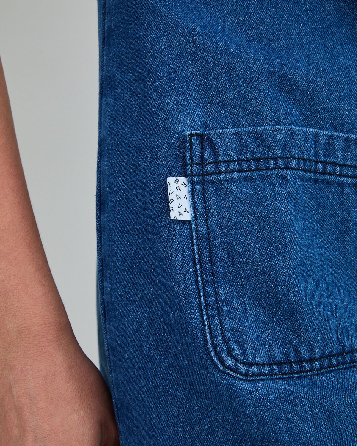 Washed Denim Short Dress Blue