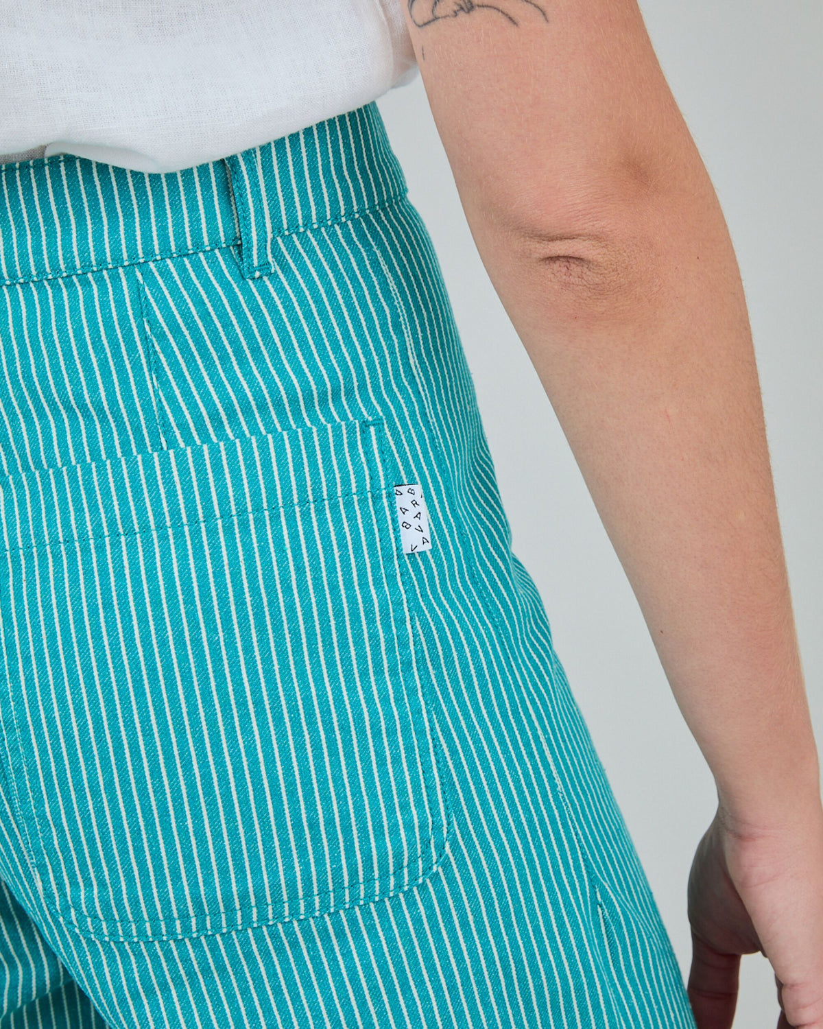 Denim Stripes Straight Leg Pants Green