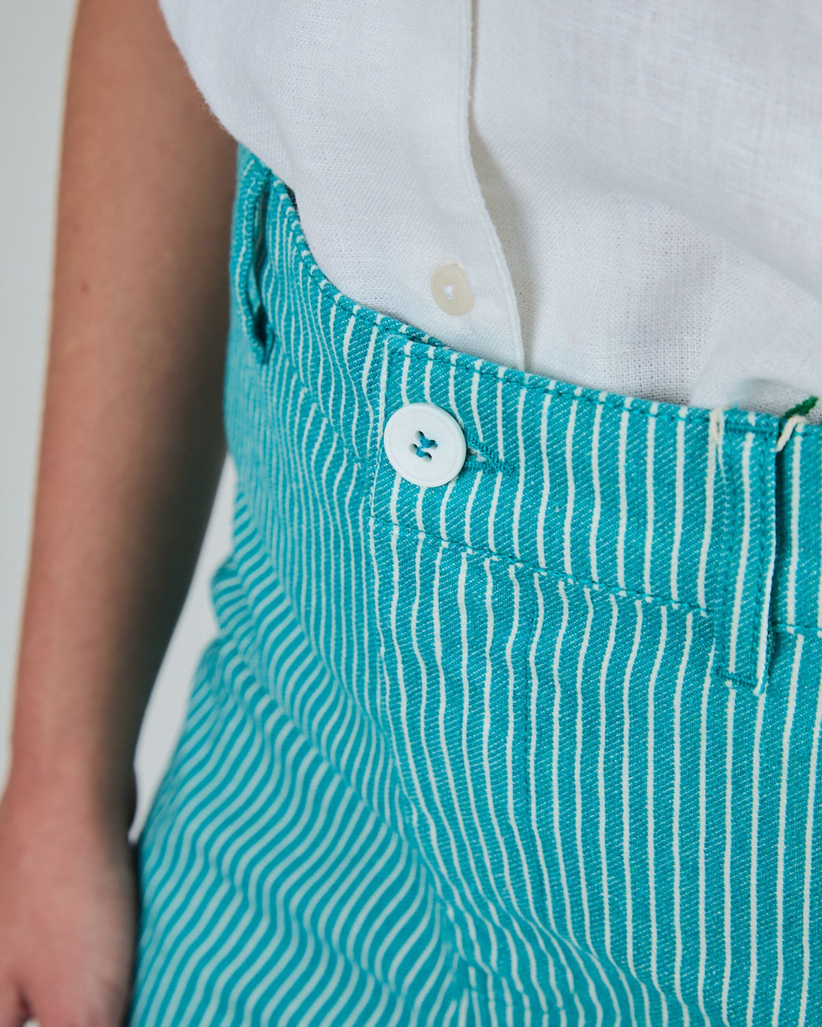 Denim Stripes Straight Leg Pants Green