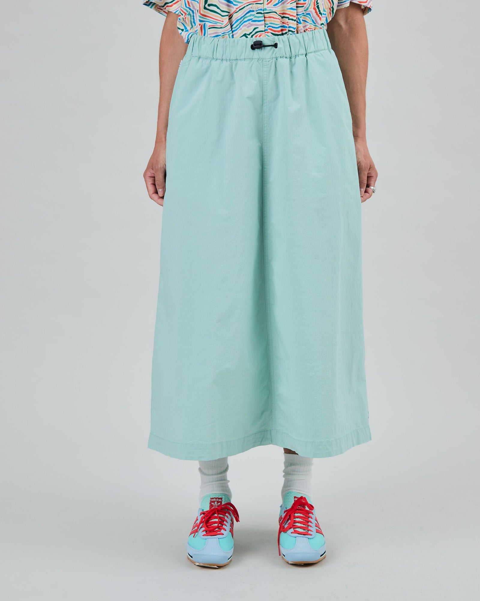 Elastic Comfy Midi Skirt Light Green