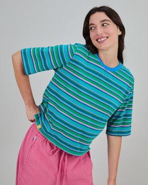 Stripes Boxy Tee Blue