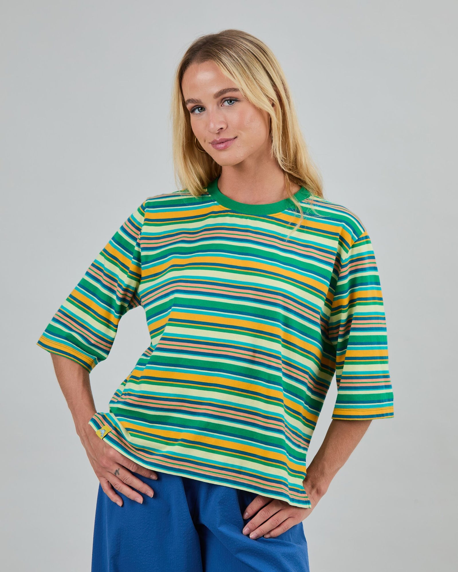Stripes Boxy Tee Green
