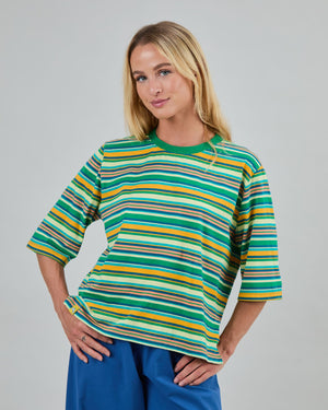 Stripes Boxy Tee Green