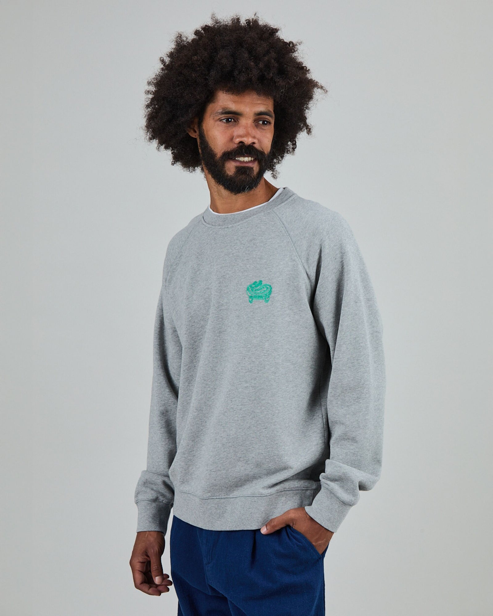 Asis Percales Crocodylus Sweatshirt Grey Melange